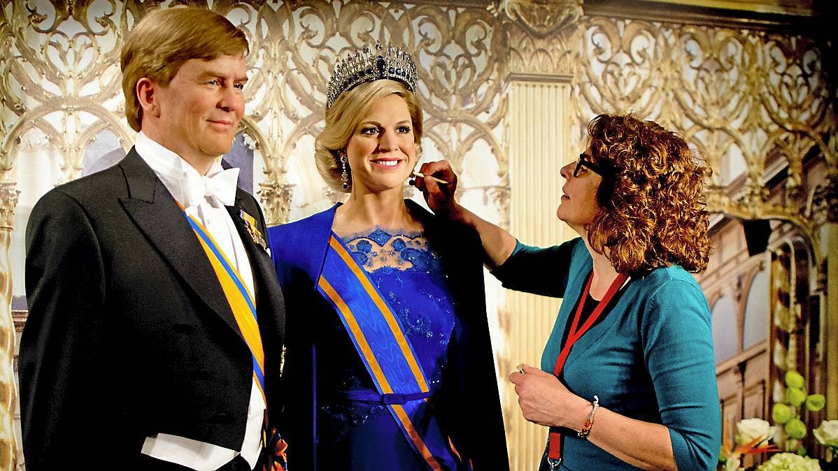 Kong Willem-Alexander og dronning Maxima som voksfigurer.