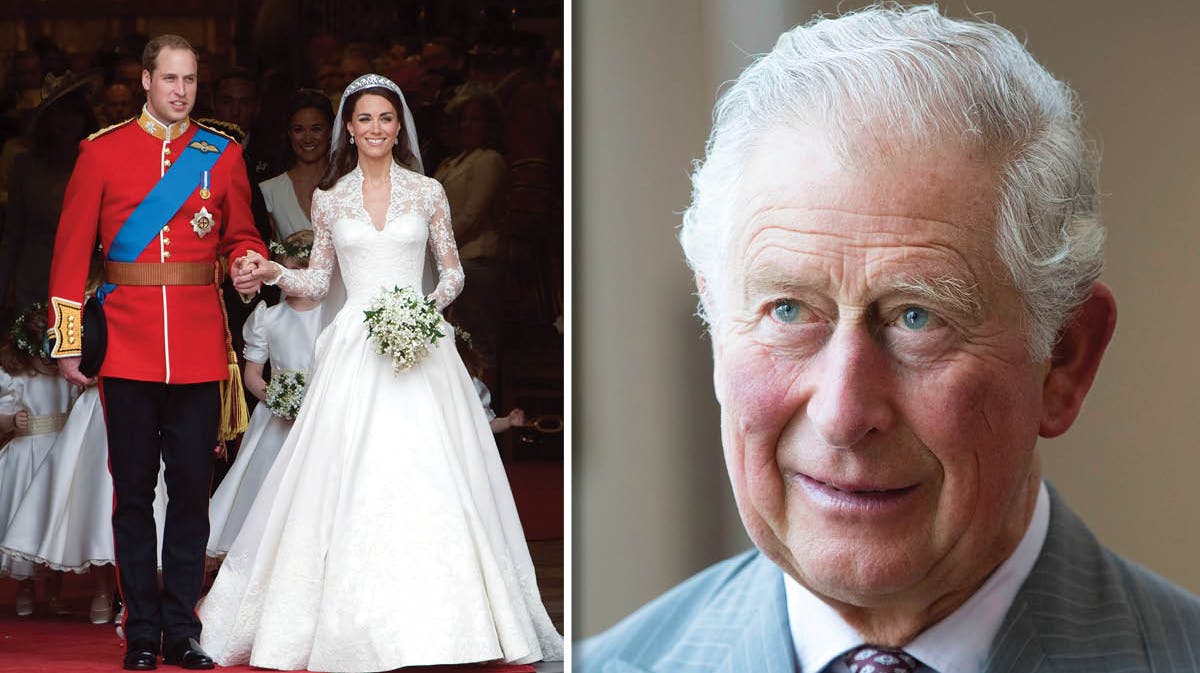 Prins William, hertuginde Catherine og prins Charles.