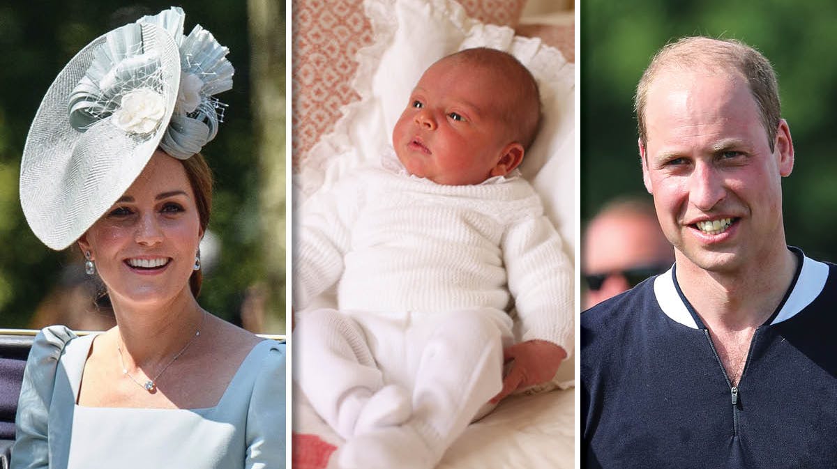 Fotomontage: Hertuginde Catherine, prins Louis og prins William.