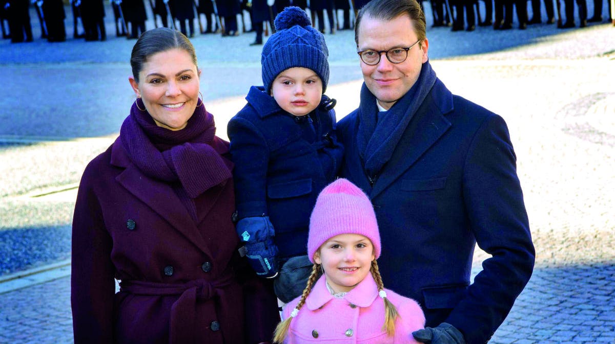 Kronprinsesse Victoria, prins Oscar, prins Daniel og prinsesse Estelle. 