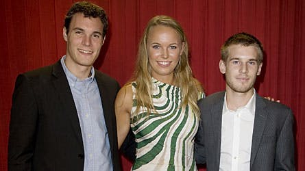 Søskendeparret Patrik og Caroline Wozniacki til Vild med dans-finalen sidste år. Med sig har de Mads Laudrup.