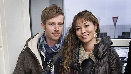 Christina Chanée atter sammen med kæresten Mikkel Riber i Kastrup Lufthavn.