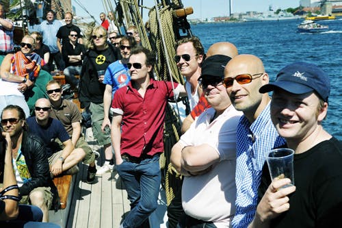 Grøn Koncert 2008 finder sted fra 17.-27. juli. Her ses en del af årets kunstnere til pressearrangement på Tuborgs skib Den gode Madonna.