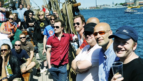 Grøn Koncert 2008 finder sted fra 17.-27. juli. Her ses en del af årets kunstnere til pressearrangement på Tuborgs skib Den gode Madonna.
