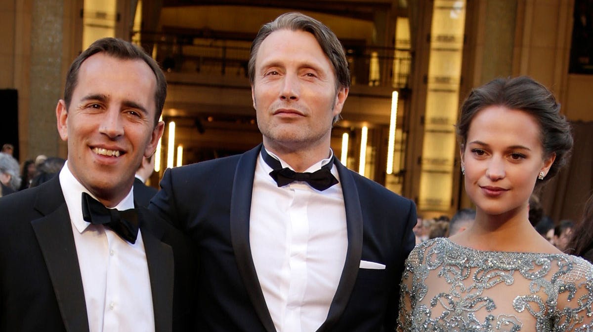 Nikolaj Arcel, Mads Mikkelsen og Alicia Vikander til Oscargalla