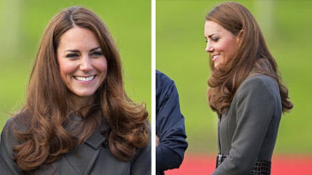 Hertuginde Catherine strålede som altid glad og veloplagt, her i sin frakke fra det britiske tøjhus Reiss.