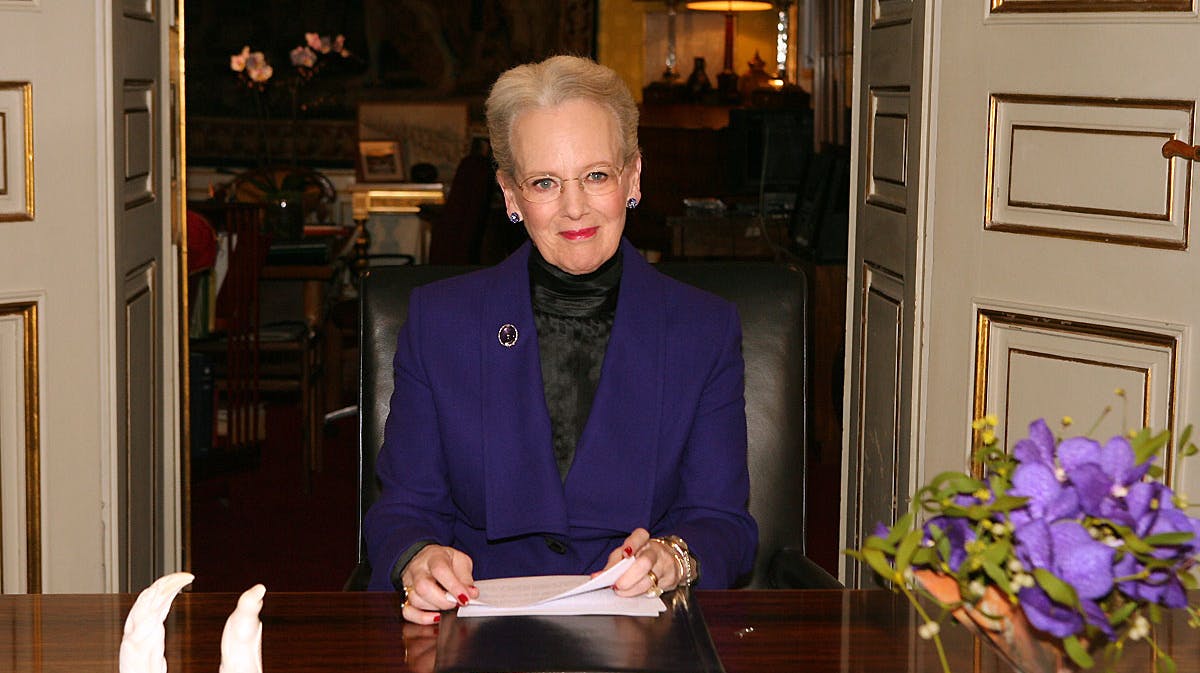 Dronning Margrethe i en af sine traditionsrige nytårstaler fra Amalienborg Slot.