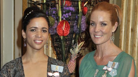 Tanja Doky og Caroline Heering ved dronningens 70 års fødselsdag.