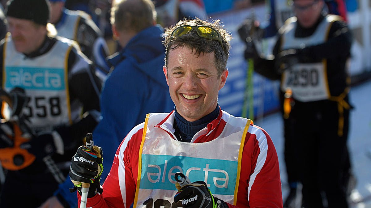 En storsmilende kronprins Frederik da han gennemførte Vasaløbet sidste år.