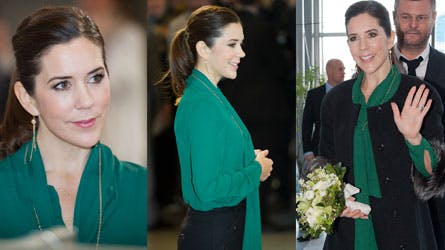En kronprinsesse i grønt. Kronprinsessen var enkelt klædt i grøn skjorte og sorte bukser