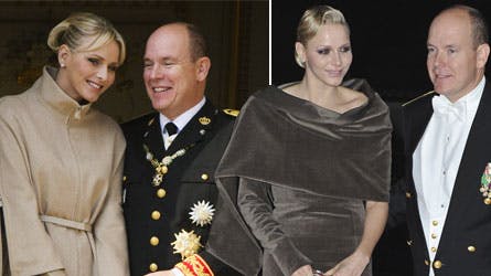Fyrstinde Charlene strålede ved sin mands side. På balkonen bar hun en kjole fra Akris samt sko fra Jimmy Choo