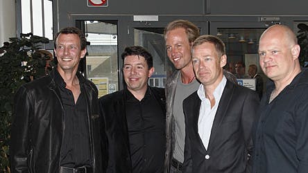 Joachim med vennerne Oscar Siesbye, Martin Friis, Christian Scherfig og Jesper Melchior til AC/DC-koncert i Parken.
