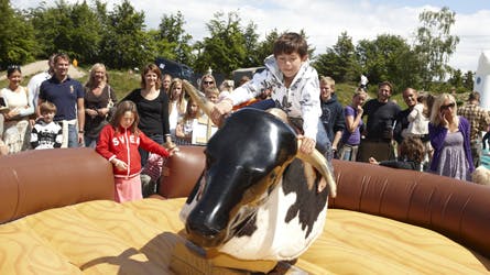 Prins Felix var ikke moden til rodeo, men kastede sig til gengæld frygtløst op på den gigantiske hoppeborg, hvor han tonsede rundt med en kammerat på den fjedrende flade, da prinserne sidste weekend var til velgørenhedsarrangement.