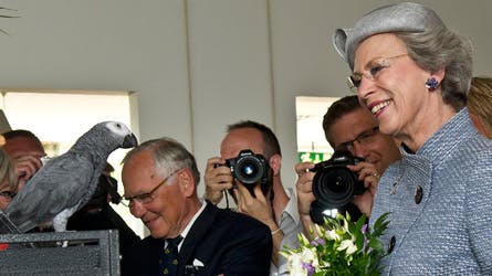 Breelteparkens kongelige gæst, prinsesse Benedikte, fik også vekslet et par ord med en nysgerrig papegøje på omsorgscenteret.