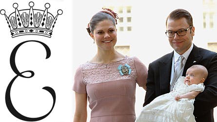 Et sirligt svungen "E" under en prinsessekrone - således er prinsesse Estelles nye monogram faldet ud.