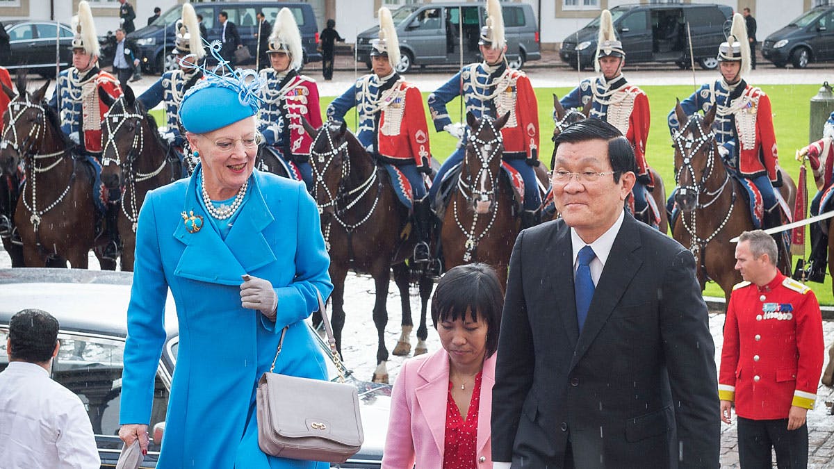 Dronning Margrethe og præsident præsident Truong Tan Sang på Fredensborg Slot.