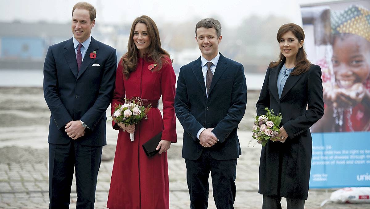 Prins William, hertuginde Catherine, kronprins Frederik og kronprinsesse Mary.