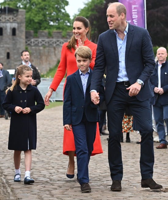 Prinsesse Charlotte, hertuginde Kate, prins George og prins William