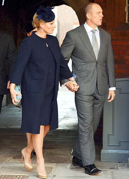 Zara Tindall til prins Georges barnedåb.