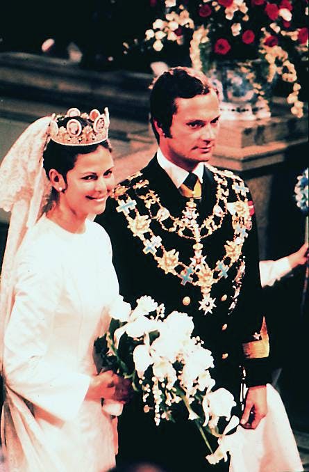 Silvia Sommerlath og kong Carl Gustaf blev gift 19. juni 1976.