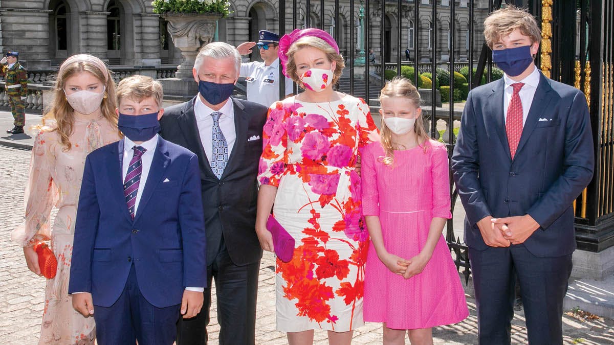 Den belgiske kongefamilie samlet til nationaldag 2020.