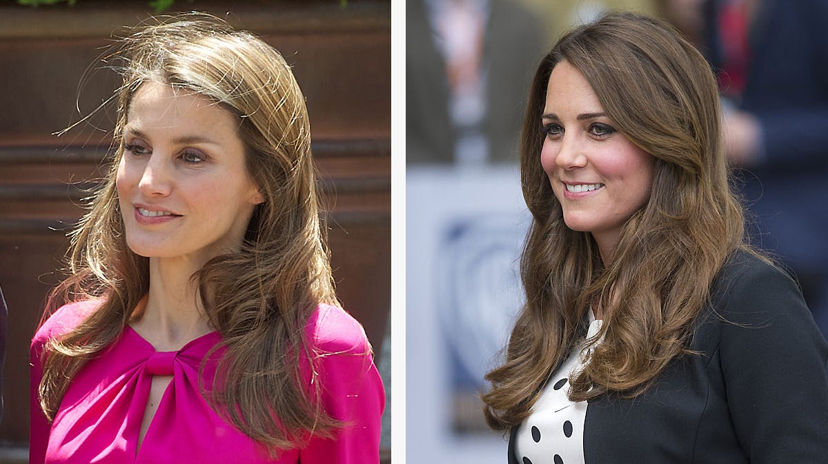 Kronprinsesse Letizia og hertuginde Catherine med samme frisure