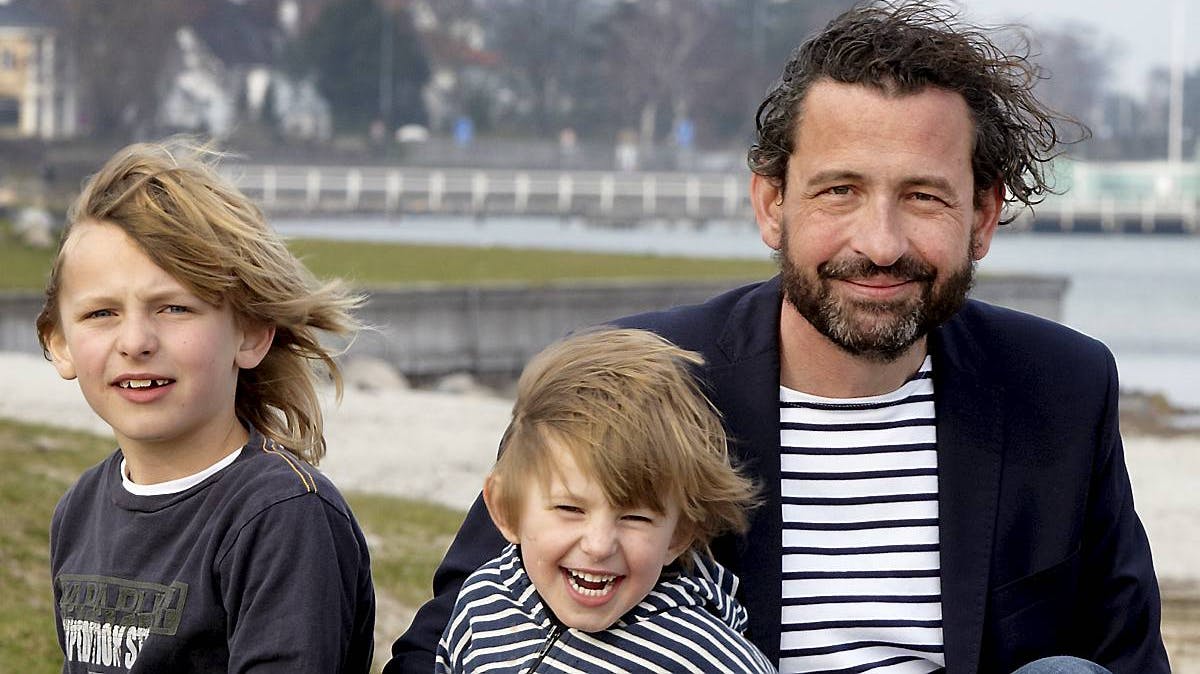 Christian Grau og sønnerne August og Pelle.