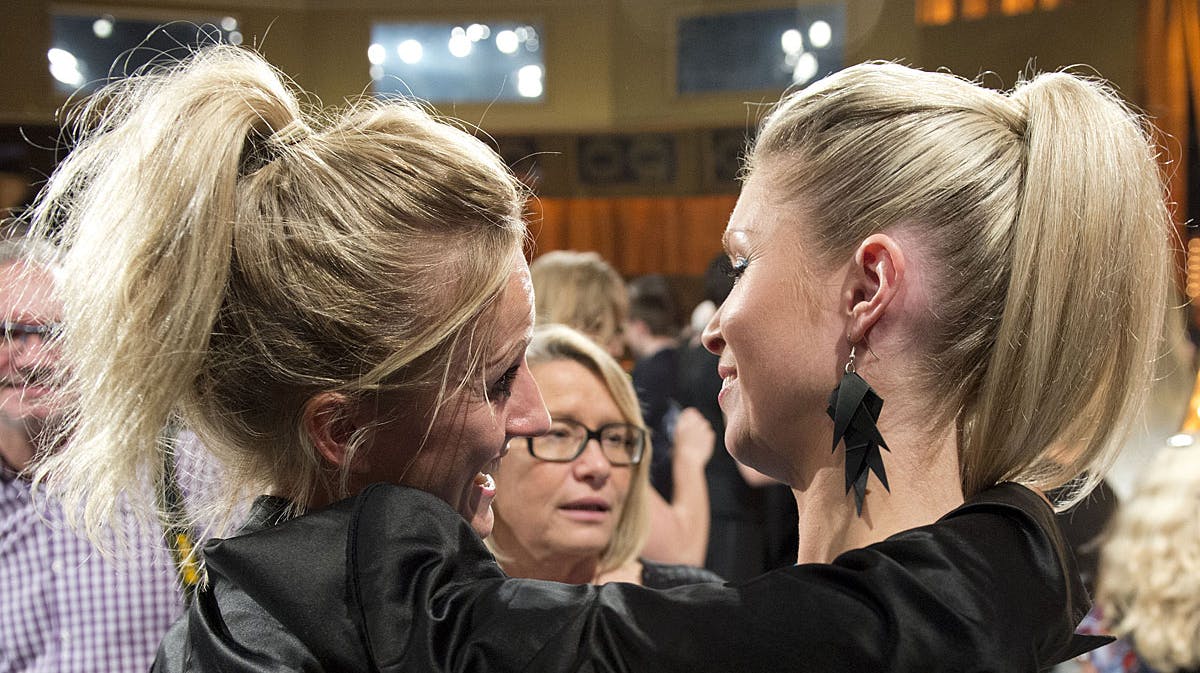 Marianne Eihilt og Karina Frimodt i "Vild med dans"-studiet.