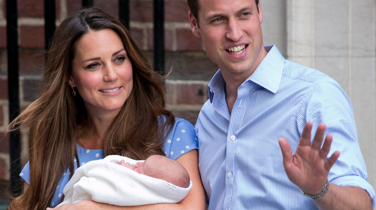 Prins William, hertuginde Catherine og prins George.