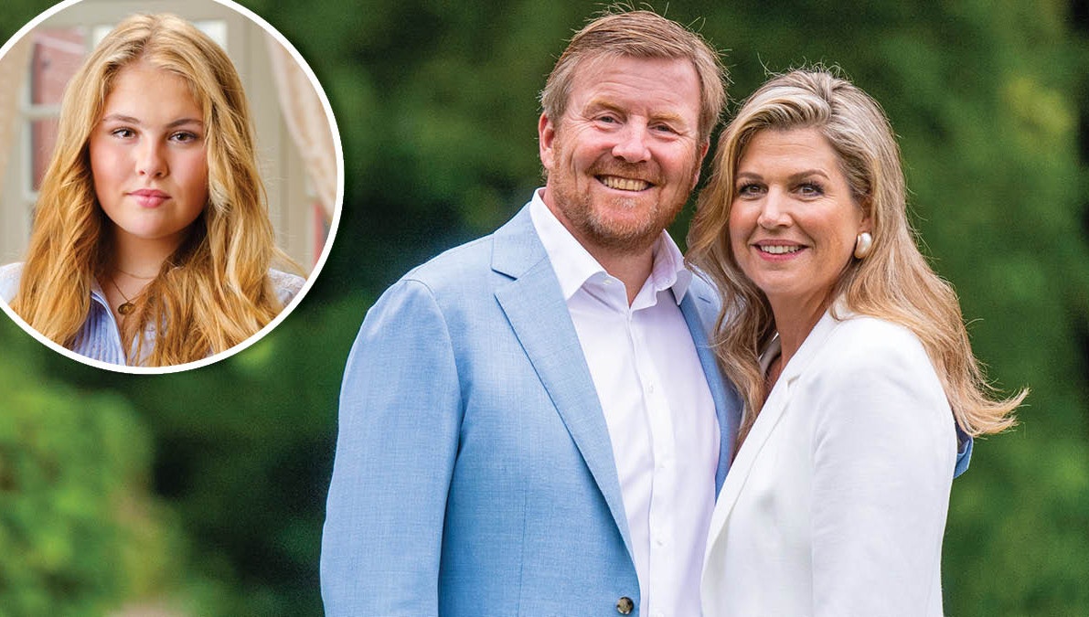 Kong Willem-Alexander og dronning Maxima. Indsat: Prinsesse Amalia.