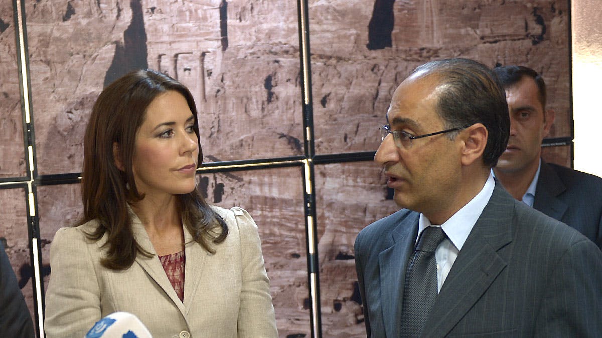 Kronprinsesse Mary i Amman med Jordans minister for udviklings-samarbejde Ibrahim Saif.