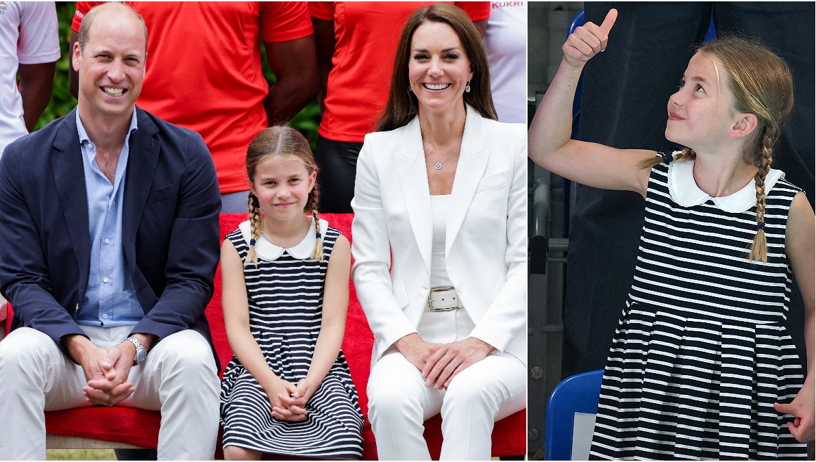 Prins William, prinsesse Charlotte og hertuginde Kate. 
