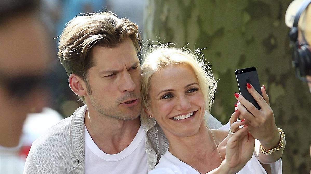 Nikolaj Coster-Waldau og Cameron Diaz i den amerikanske komedie "The Other Woman", der er indspillet i år.