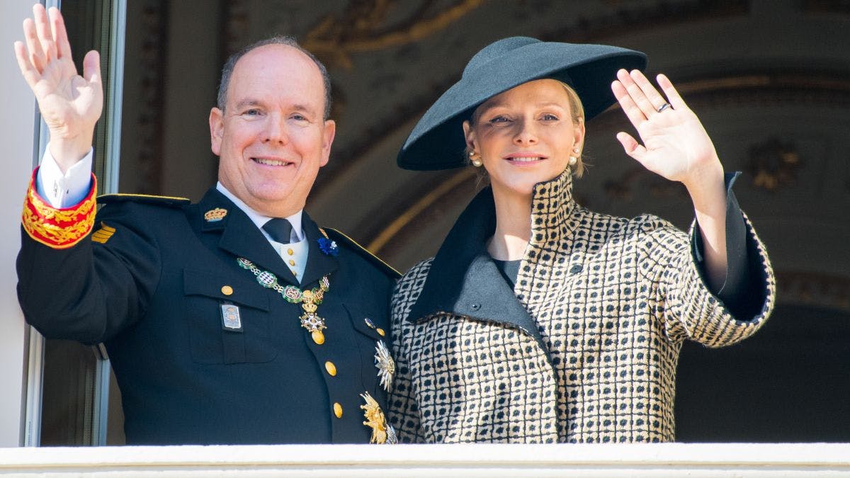 Monacos kongelige på balkonen til Nationaldag 2018.