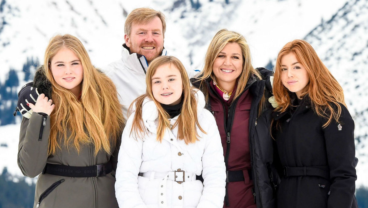 Den hollandske kongefamilie på skiferie i Lech, Østrig.&nbsp;