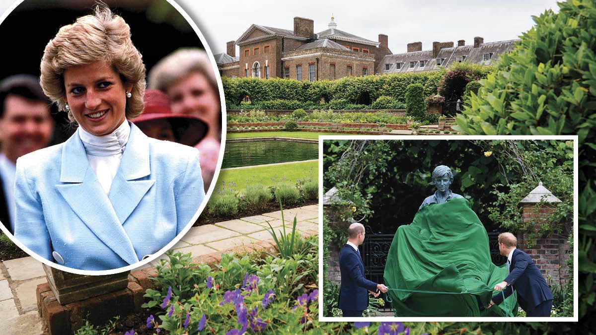 Prins William og prins Harry afslører prinsesse Diana-statue i Sunken Garden.&nbsp;