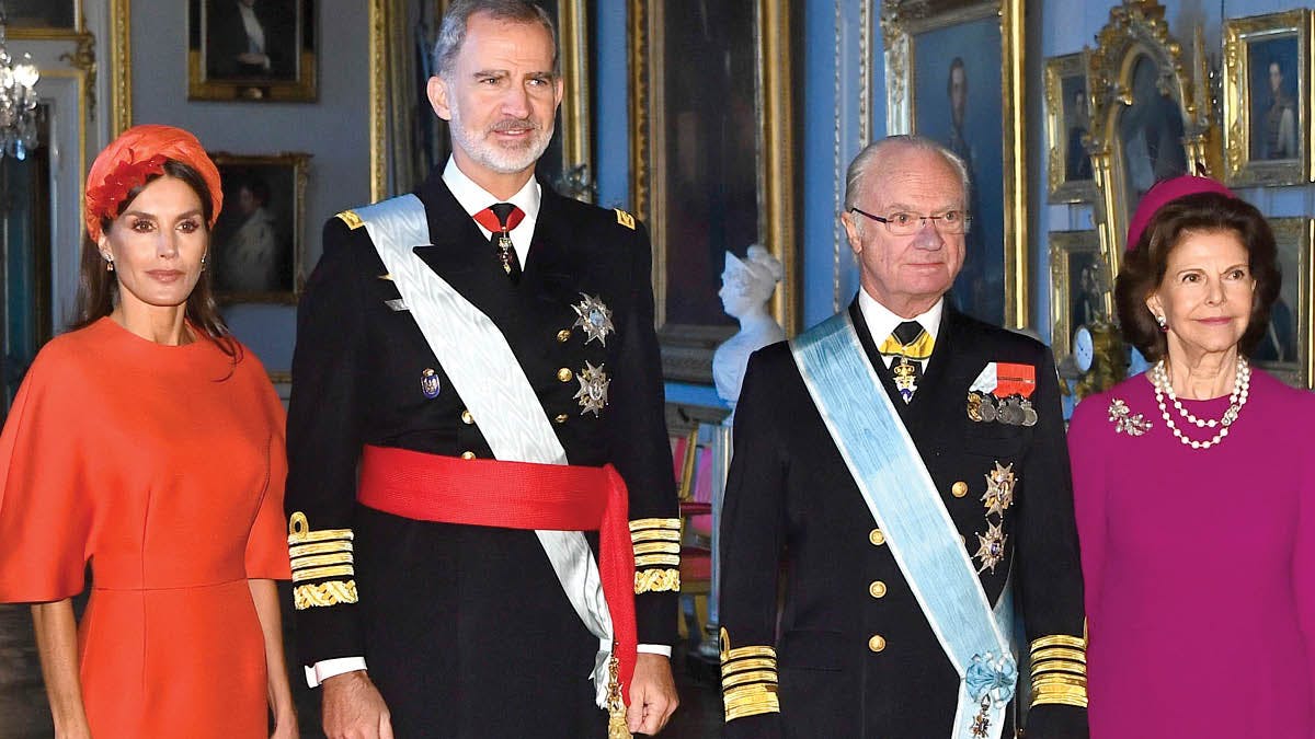 Dronning Letizia, kong Felipe, kong Carl Gustaf og dronning Silvia.
