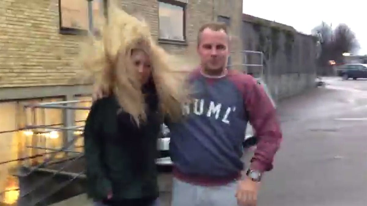 Karina Frimodt og Uffe Holm udfordret af mandagens voldsomme vejr.