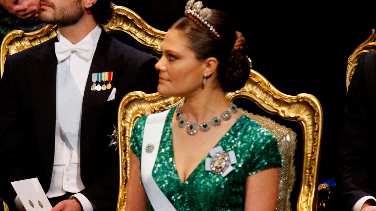 Kronprinsesse Victoria til Nobel-festen i 2012.